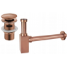 Mexen square washbasin semi-siphon with click-clack plug, with overflow, rose gold - 7992060-60