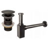 Mexen demi-siphon de lavabo carré avec bouchon clic-clac, avec trop-plein, graphite- 7992060-66