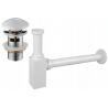 Mexen half-basin square siphon with ceramic click-clack plug, with overflow, white - 7992060-25