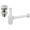 Mexen sifón semi cuadrado para lavabo con tapón cerámico clic-clac, con rebosadero, blanco - 7992060-25