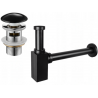 Mexen sifón parcial de lavabo cuadrado con tapón cerámico clic-clac, con rebosadero, negro - 7992060-75