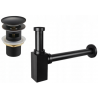 Mexen square bathroom sink half-siphon with click-clack plug and overflow, antique black - 7992060-79