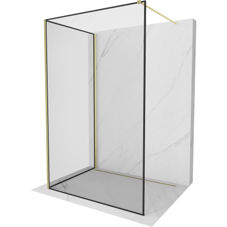 Mexen Kioto Walk-in Shower Panel 100 x 90 cm, Black Frame, Brushed Gold - 800-100-212-55-70-090