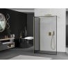 Mexen Kioto paroi de douche Walk-in 130 x 90 cm, cadre noir, or brossé - 800-130-212-55-70-090