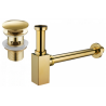 Mexen square basin half siphon with click-clack plug, with overflow, gold - 7992060-50