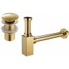 Mexen square washbasin half siphon with click-clack plug, without overflow, gold - 7991060-50