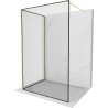 Mexen Kioto zidni panel za tuš Walk-in 140 x 110 cm, crni okvir, zlatna četkana - 800-140-212-55-70-110