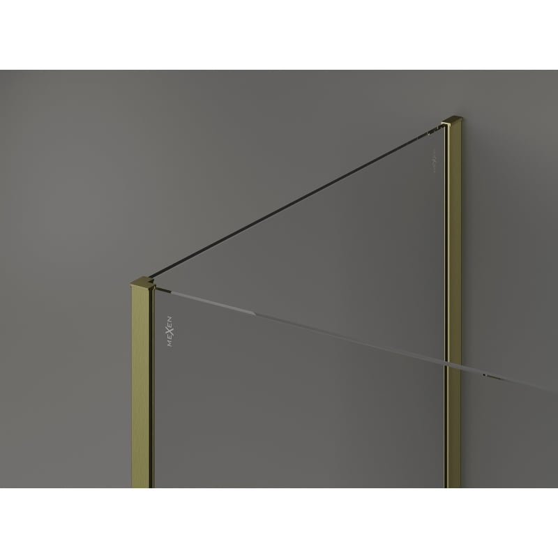 Mexen Kioto Walk-in Shower Wall 140 x 110 cm, Black Frame, Brushed Gold - 800-140-212-55-70-110