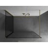 Mexen Kioto Walk-in Shower Wall 140 x 110 cm, Black Frame, Brushed Gold - 800-140-212-55-70-110