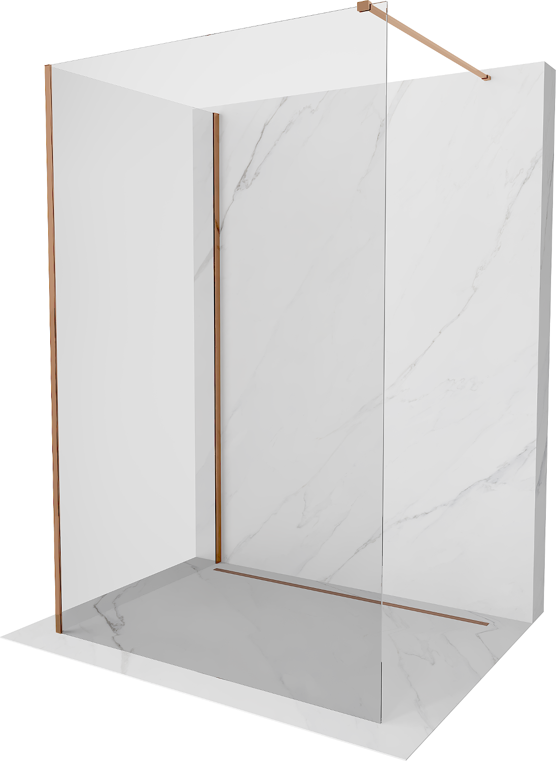 Mexen Kioto ścianka prysznicowa Walk-in 120 x 70 cm, transparent, różowe złoto - 800-120-212-60-00-070