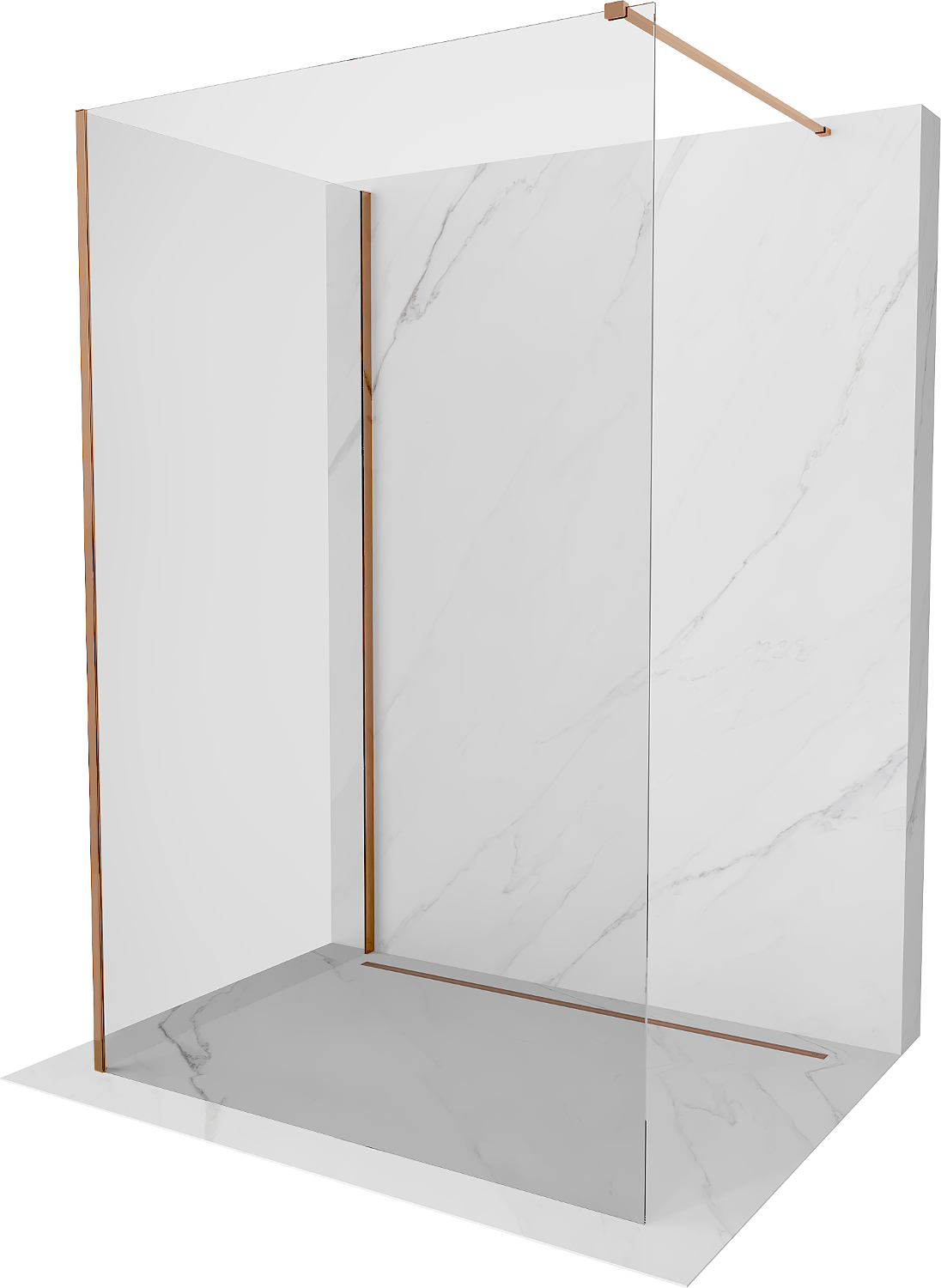 Mexen Kioto ścianka prysznicowa Walk-in 130 x 70 cm, transparent, różowe złoto - 800-130-212-60-00-070