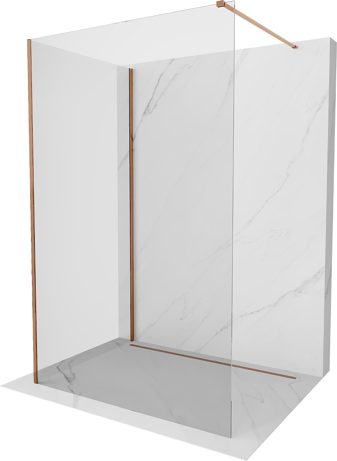 Mexen Kioto ścianka prysznicowa Walk-in 120 x 75 cm, transparent, różowe złoto - 800-120-212-60-00-075