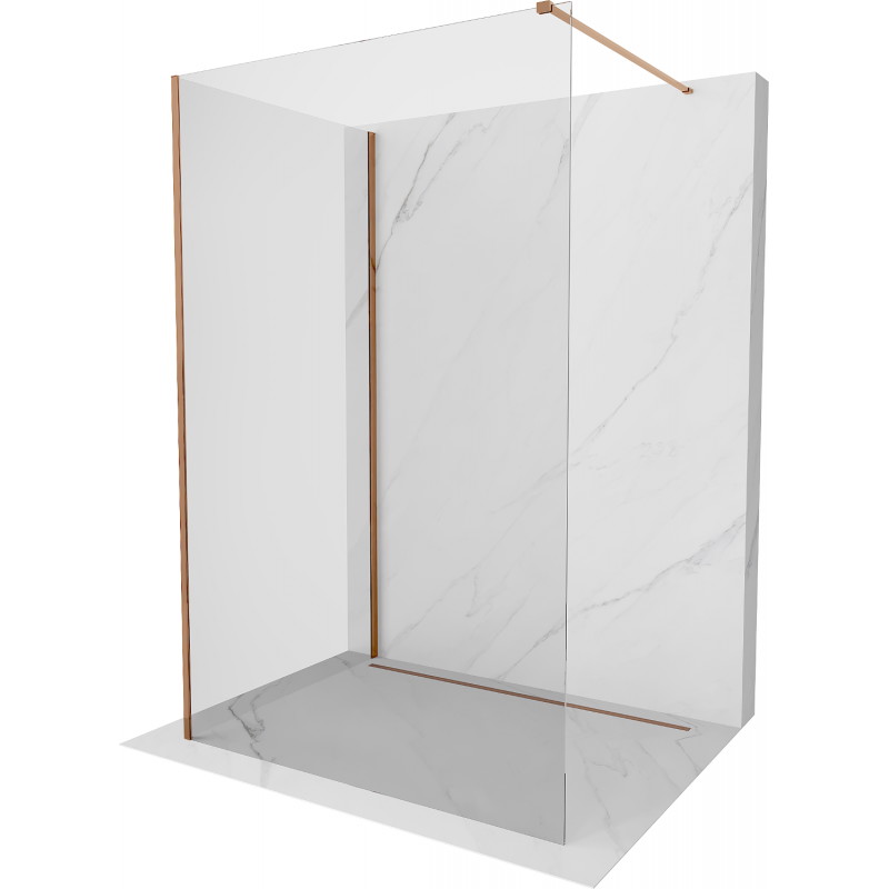 Mexen Kioto ścianka prysznicowa Walk-in 130 x 75 cm, transparent, różowe złoto - 800-130-212-60-00-075