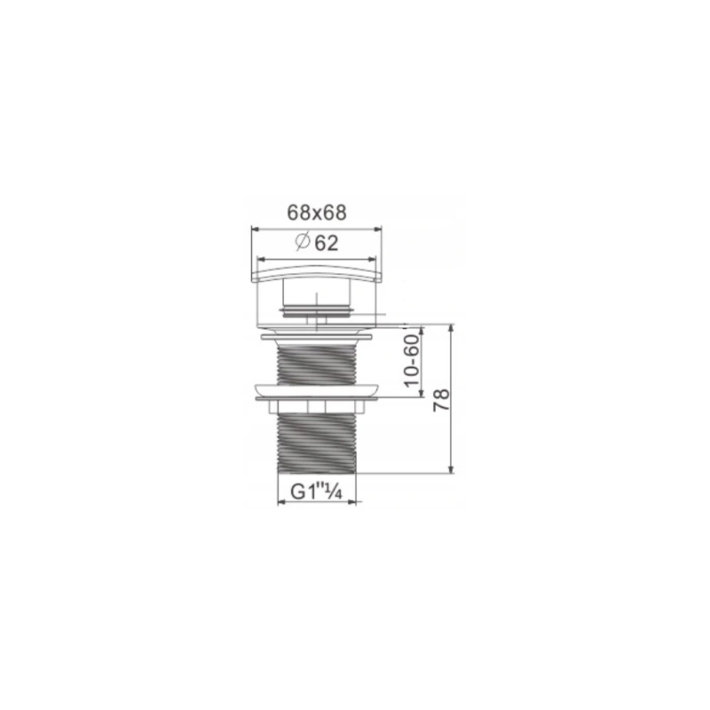 Mexen kwadratische halve sifon voor wastafel met klik-klak stop, zonder overloop, goud - 7991660-50