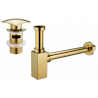 Mexen square basin semi-siphon with click-clack pop-up waste, with overflow, gold - 7992660-50