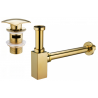 Mexen Square Washbasin Semi-Siphon with Click-Clack Plug, with Overflow, Gold - 7992660-50