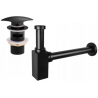 Mexen siphon de lavabo carré avec bouchon clic-clac, avec trop-plein, noir - 7992660-70