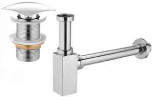 Mexen demi-siphon pour lavabo carré avec bouchon clic-clac, sans trop-plein, chromé - 7991660-00