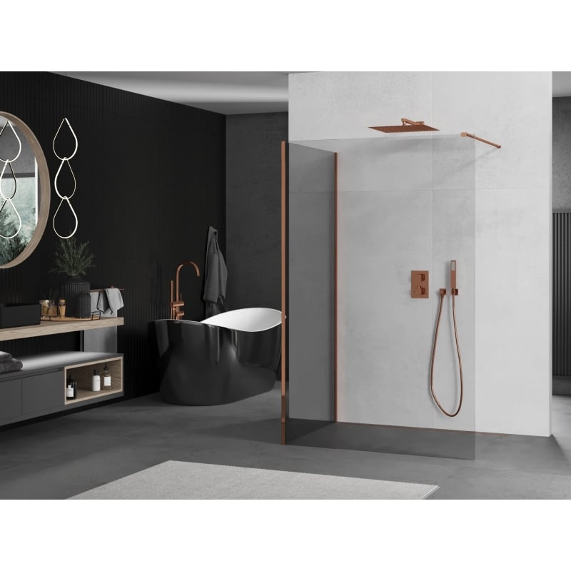 Mexen Kioto dušisein Walk-in 135 x 120 cm, läbipaistev, roosa kuld - 800-135-212-60-00-120