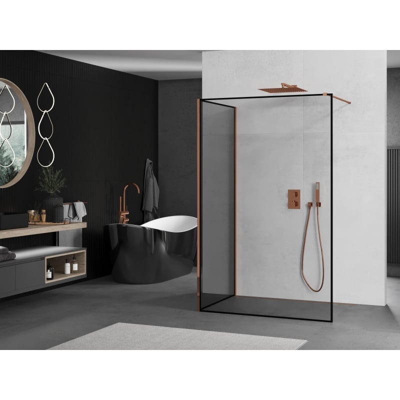 Mexen Kioto dušisein Walk-in 110 x 70 cm, must raam, roosakuld - 800-110-212-60-70-070