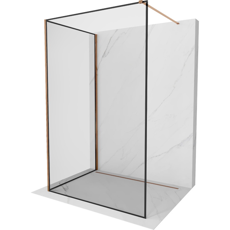 Mexen Kioto tuš pregrada Walk-in 110 x 80 cm, crni okvir, ružičasto zlato - 800-110-212-60-70-080