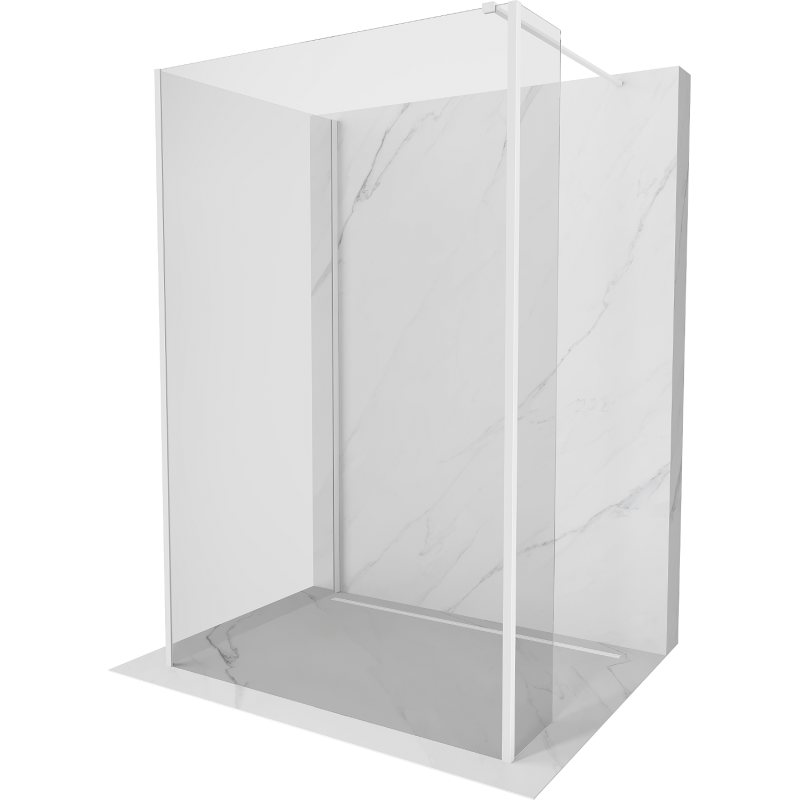 Mexen Kioto ścianka prysznicowa Walk-in 130 x 75 x 30 cm, transparent, biała - 800-130-075-221-20-00-030