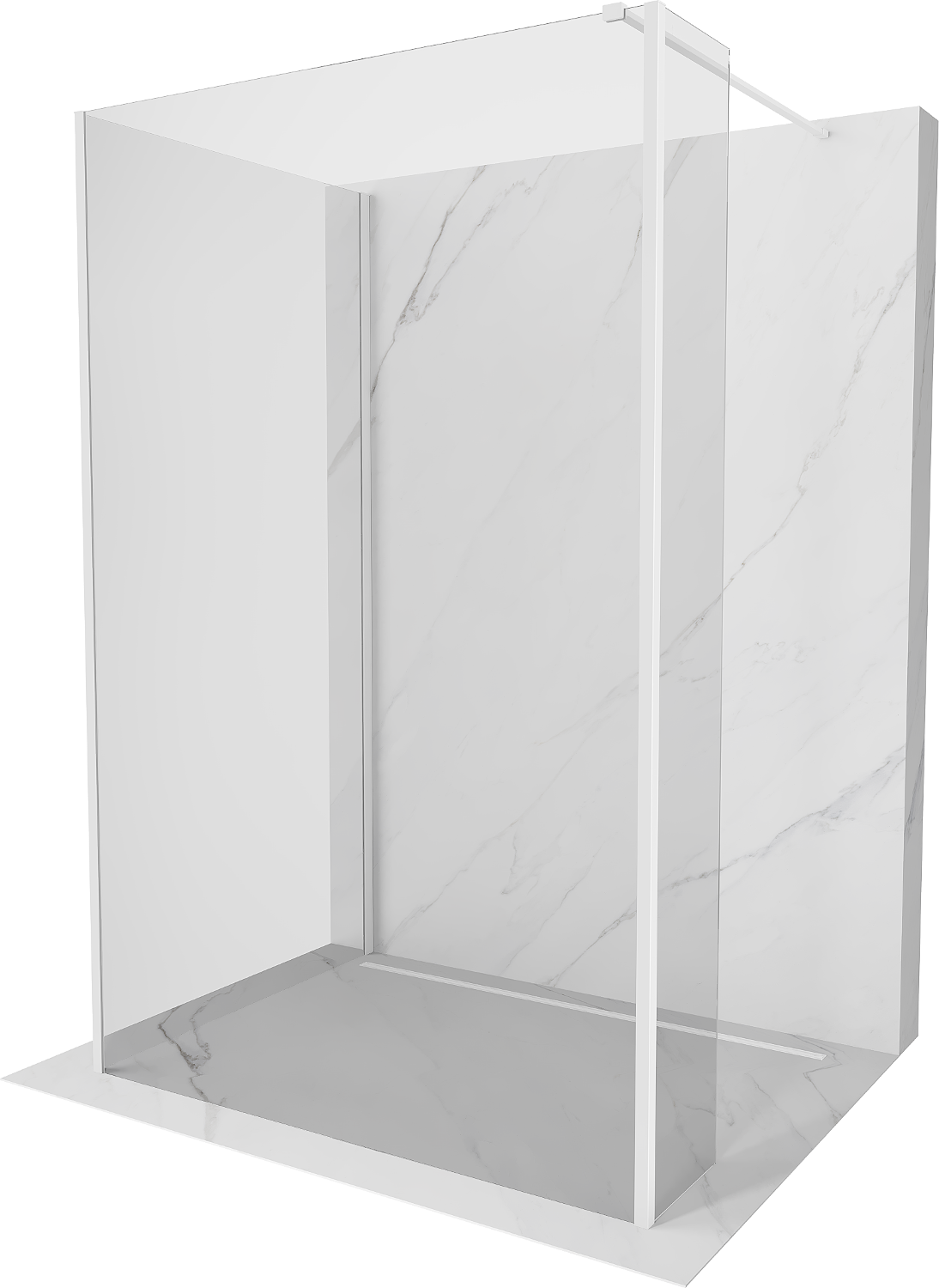 Mexen Kioto ścianka prysznicowa Walk-in 130 x 75 x 30 cm, transparent, biała - 800-130-075-221-20-00-030