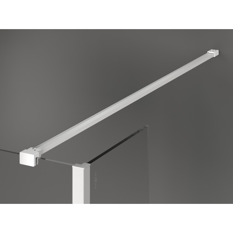 Mexen Kioto tuš stena Walk-in 140 x 75 x 30 cm, prozorna, bela - 800-140-075-221-20-00-030