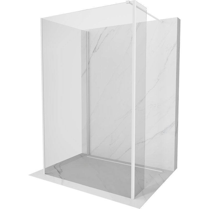 Mexen Kioto duschvägg Walk-in 135 x 90 x 30 cm, transparent, vit - 800-135-090-221-20-00-030