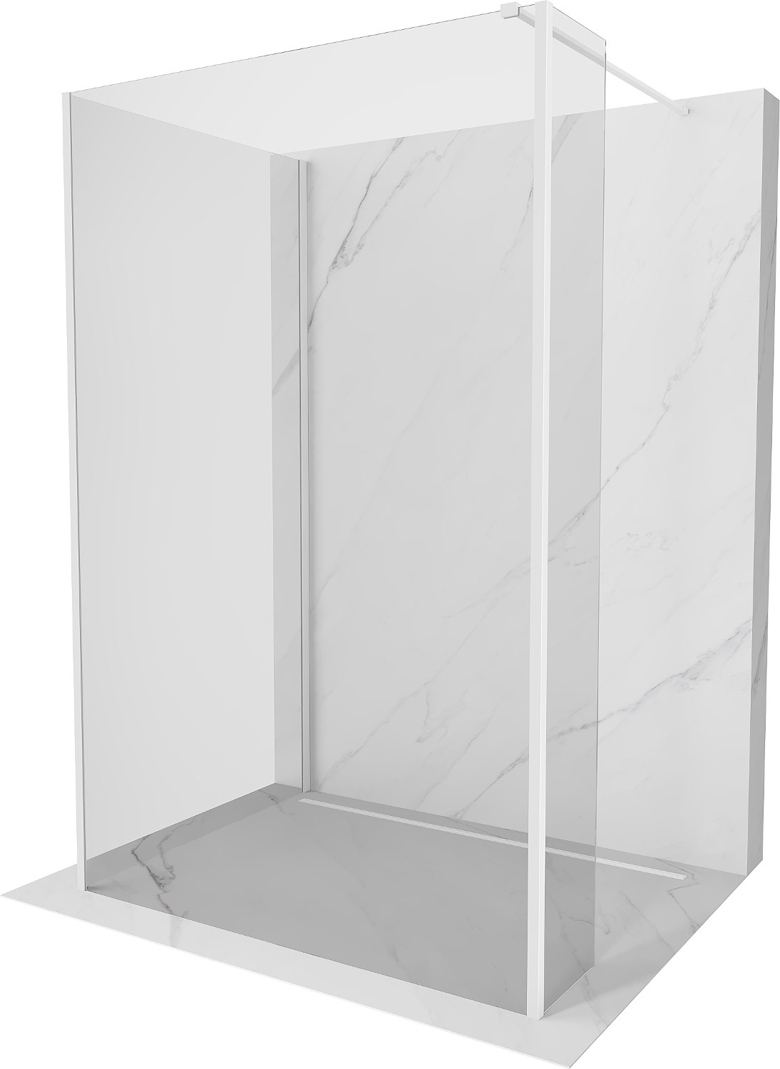 Mexen Kioto ścianka prysznicowa Walk-in 120 x 100 x 30 cm, transparent, biała - 800-120-100-221-20-00-030