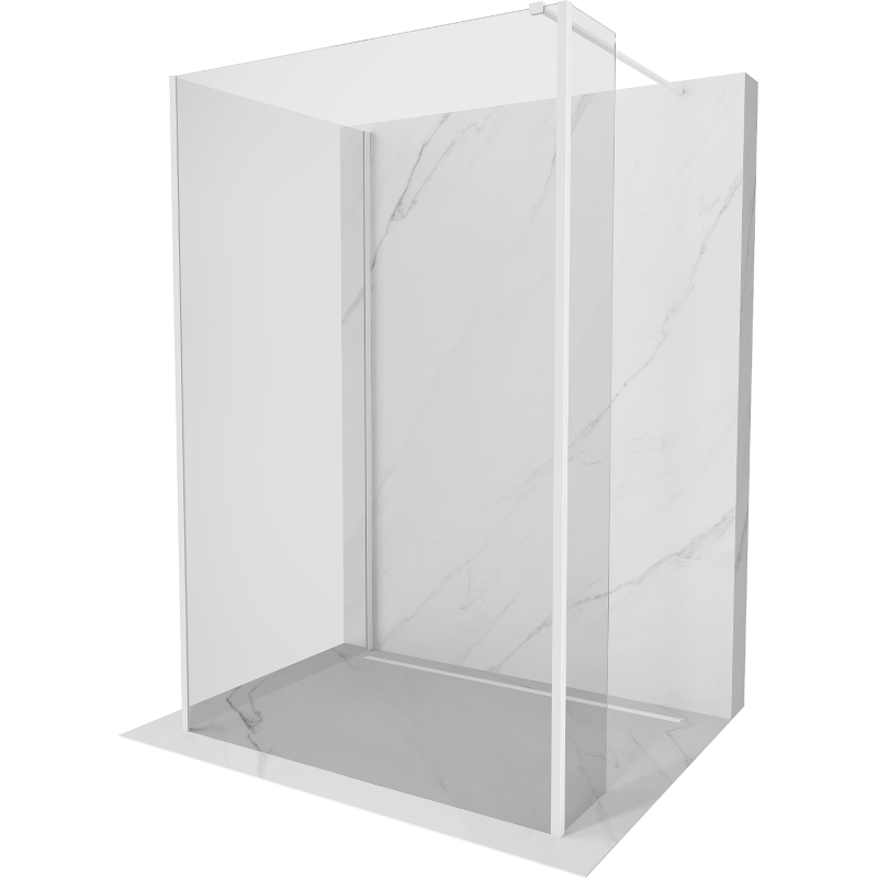 Mexen Kioto suihkuseinä Walk-in 130 x 100 x 30 cm, läpinäkyvä, valkoinen - 800-130-100-221-20-00-030