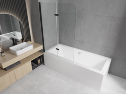 Mexen Felix paratia per vasca da bagno a 2 ante 80 x 140 cm, trasparente, nero - 890-080-002-70-00