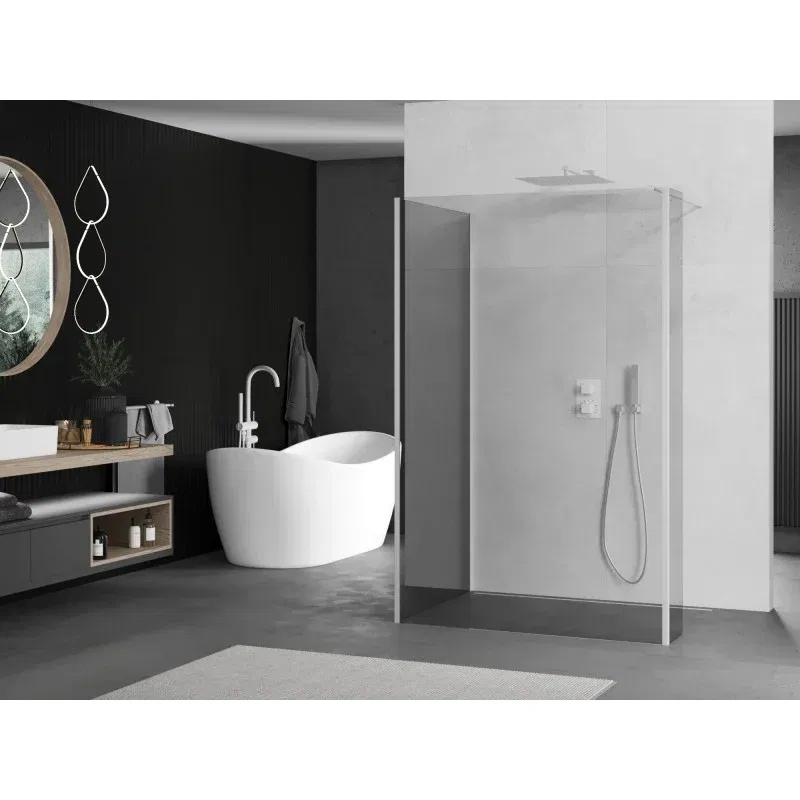 Mexen Kioto paroi de douche Walk-in 105 x 90 x 30 cm, transparent, blanc - 800-105-090-221-20-00-030