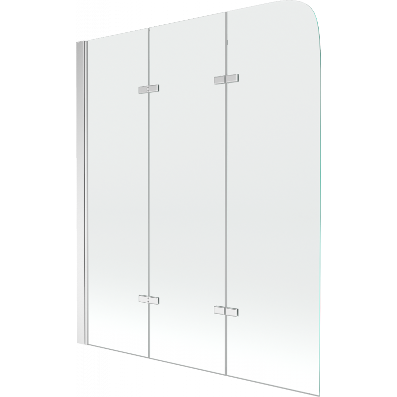 Mexen Felix badwand 3-delig 120 x 140 cm, transparant, chroom - 890-120-003-01-00