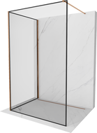Mexen Kioto Tuš stena Walk-in 120 x 80 cm, črn okvir, rožnato zlato - 800-120-212-60-70-080