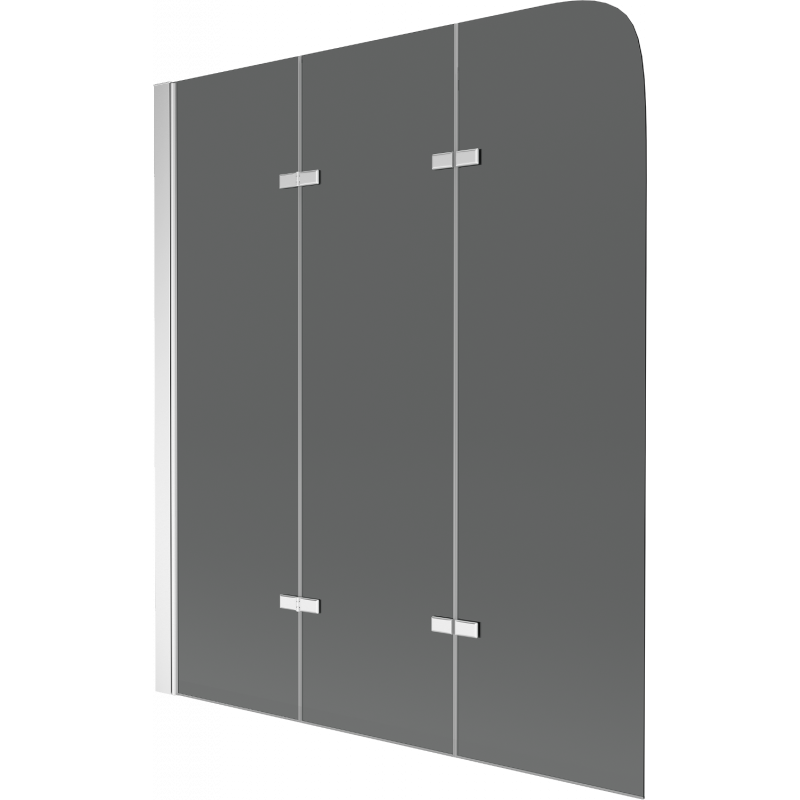 Mexen Felix 3-panel Bath Screen 120 x 140 cm, Graphite, Chrome - 890-120-003-01-40