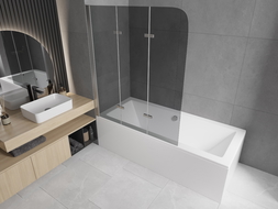 Mexen Felix 3-Fliggeleck fër d'Buedbidden 120 x 140 cm, Grafit, Chrom - 890-120-003-01-40