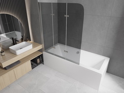 Mexen Felix paravento da vasca da bagno a 3 ante 120 x 140 cm, grafite, cromo - 890-120-003-01-40