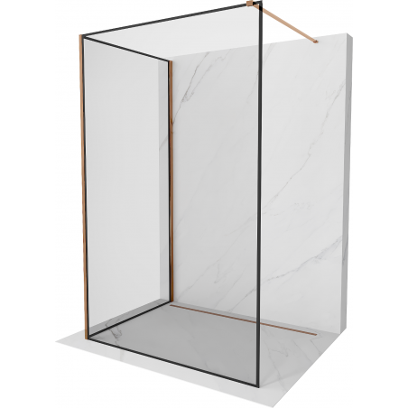 Mexen Kioto Tuš stijena Walk-in 90 x 90 cm, crni okvir, ružičasto zlato - 800-090-212-60-70-090