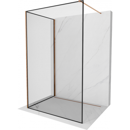 Mexen Kioto Walk-in Shower Wall 130 x 90 cm, Black Frame, Rose Gold - 800-130-212-60-70-090