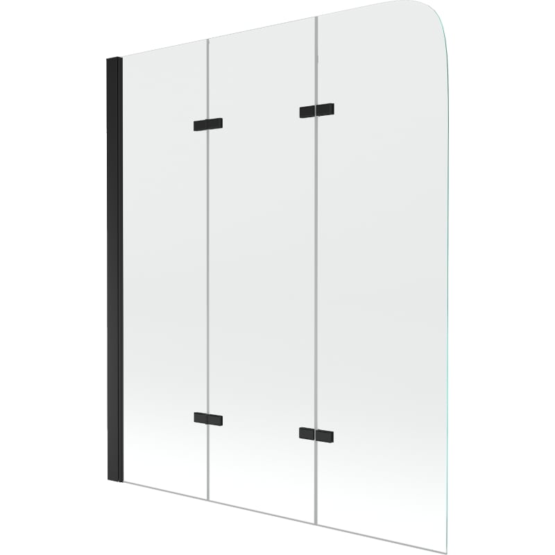Mexen Felix 3-panel bathtub screen 120 x 140 cm, transparent, black - 890-120-003-70-00
