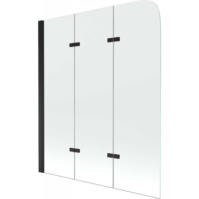 Mexen Felix badwand scherm 3-delig 120 x 140 cm, transparant, zwart - 890-120-003-70-00