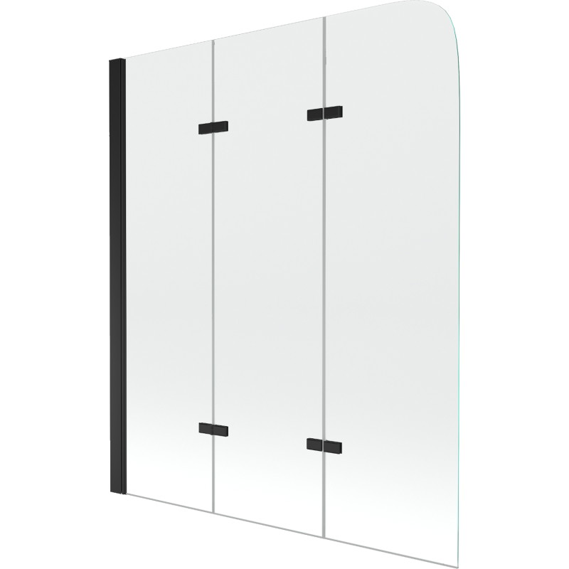 Mexen Felix paravan za kadu s 3 dijela 120 x 140 cm, prozirni, crni - 890-120-003-70-00