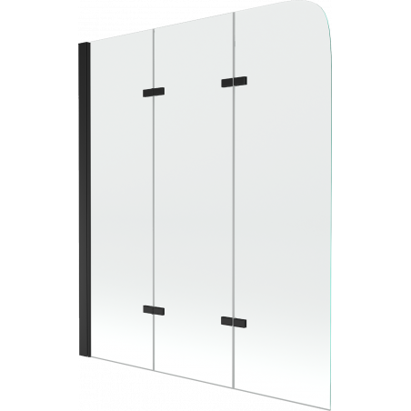 Mexen Felix 3-flügelige Badewannenabtrennung 120 x 140 cm, transparent, schwarz - 890-120-003-70-00