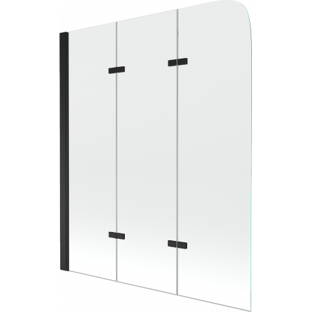 Mexen Felix badwand scherm 3-delig 120 x 140 cm, transparant, zwart - 890-120-003-70-00