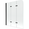 Mexen Felix 3-panel bath screen 120 x 140 cm, transparent, black - 890-120-003-70-00