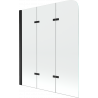 Mexen Felix paravento da bagno a 3 ante 120 x 140 cm, trasparente, nero - 890-120-003-70-00