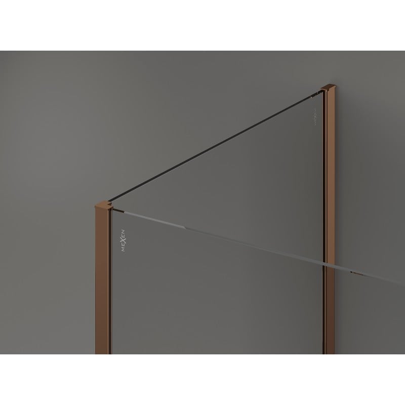 Mexen Kioto ścianka prysznicowa Walk-in 130 x 110 cm, czarna ramka, różowe złoto - 800-130-212-60-70-110