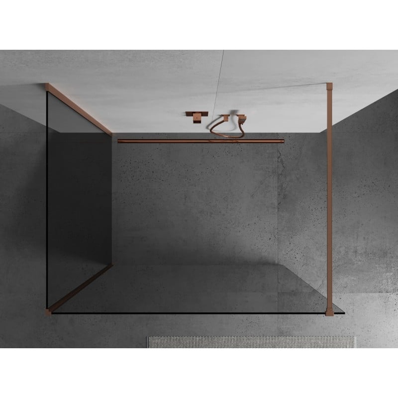 Mexen Kioto pannello doccia Walk-in 125 x 70 cm, trasparente, rame spazzolato - 800-125-212-65-00-070