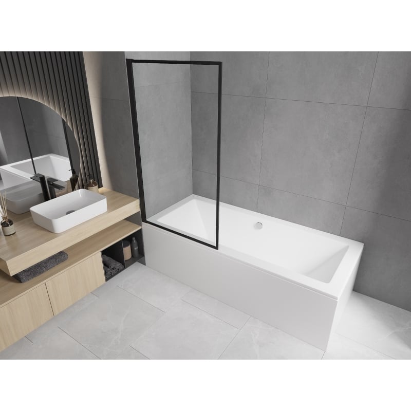 Mexen Alex 1-wing Bathtub Screen 70 x 140 cm, Black Frame - 893-070-001-70-70